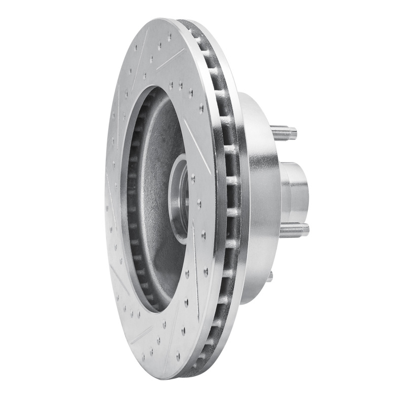 Ford E-150 Econoline Club Wagon Brake Rotor (1) - Front Right - R1 Concepts - Drilled & Slotted - Silver - `94-`01